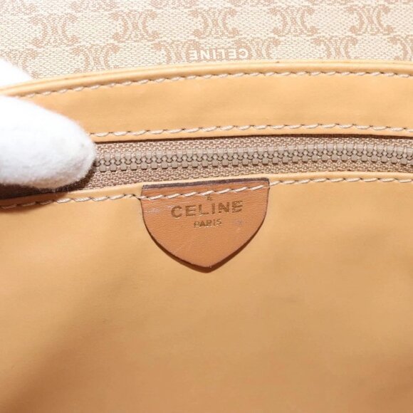 CELINE Macadam Canvas Shoulder Bag PVC Beige Gold Auth sw761 - Picture 10 of 16